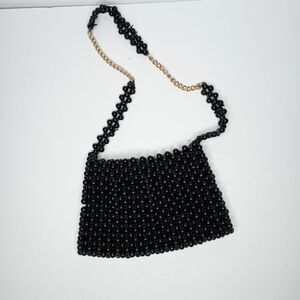 Vintage 70s black beaded bag made in Japan